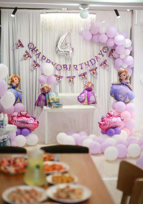 长沙气球宝宝宴布置生日宴布置紫色公主主题宴会布置礼仪庆典
