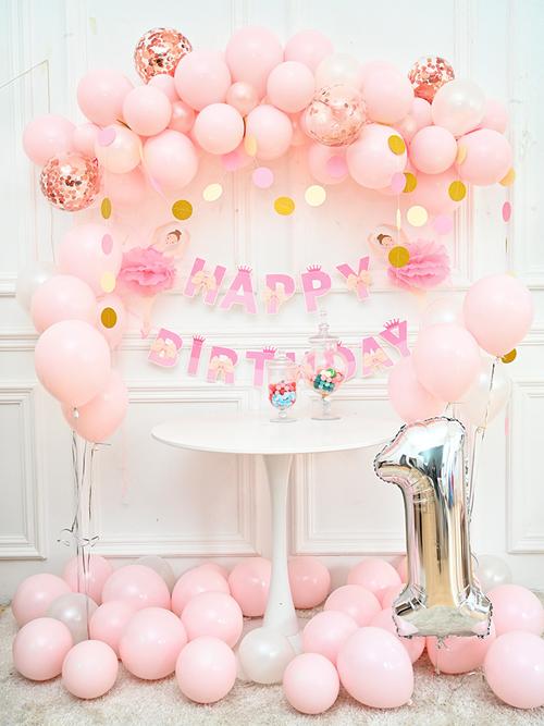 女孩一周岁女宝宝百天百日宴周岁宴生日派对装饰布置气球背景墙