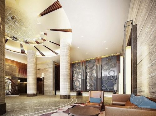 湖南投资20亿元跨国酒店管理高档五星级酒店设计方案酒店大堂效果图