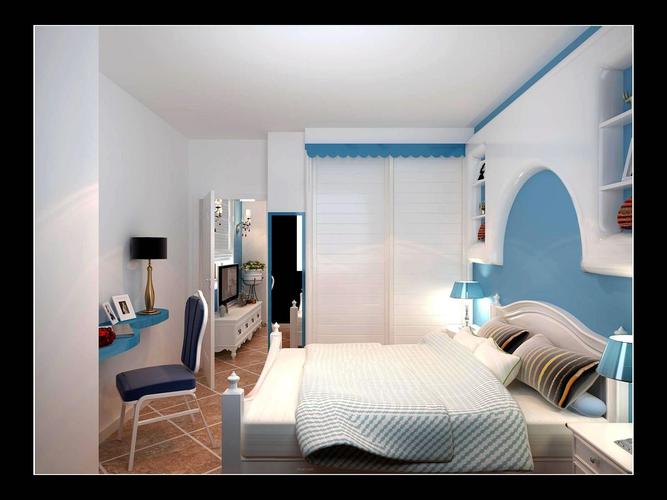 一室一厅地中海风格卧室海璟蓝苑装修效果图