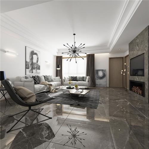 大理石瓷砖安卡拉灰ipgs90013客厅空间效果图