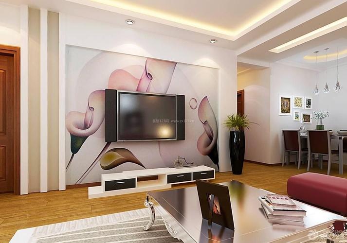 现代简约家居客厅液晶电视背景墙装修设计图装信通网效果图