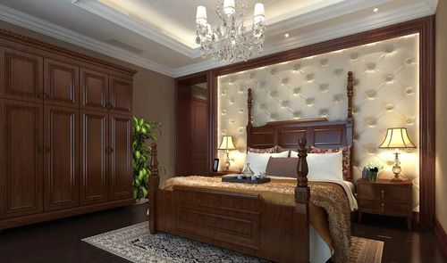 美式风格卧室床头背景墙装修设计装修图片