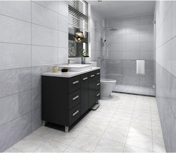 卫生间墙砖灰色厨房瓷砖300600亮光洗手间浴室防滑耐脏配套地砖