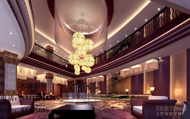 东南亚风格酒店设计大堂全景图