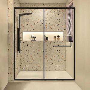 淋浴房浴室干湿分离隔断卫生间玻璃推拉移门一字型洗澡沐浴屏简易