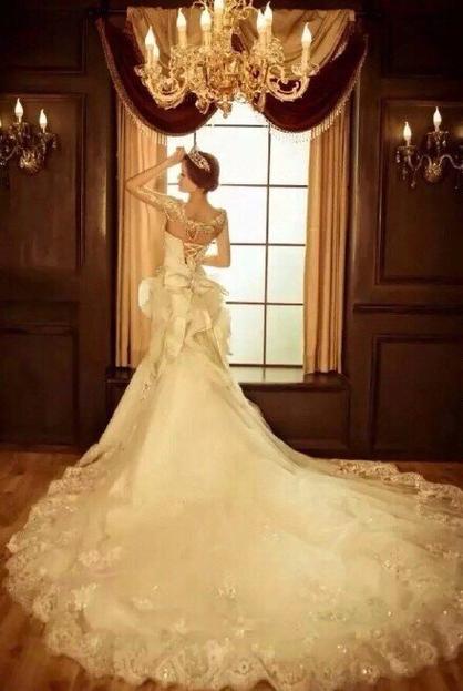 婚纱背影一个人图片唯美腾牛网精选穿上婚纱美得不像话