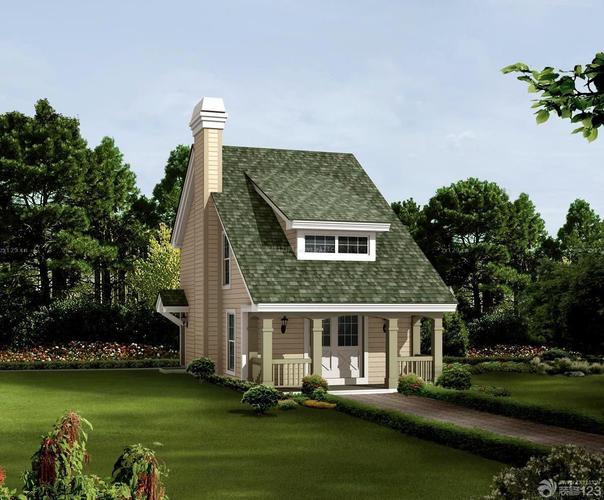 小美式风格木屋别墅屋顶绿瓦设计图片装修123效果图