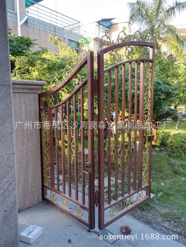 广州厂家生产订做铁艺折叠户外大铁艺门热镀锌欧式风格庭院铁大门