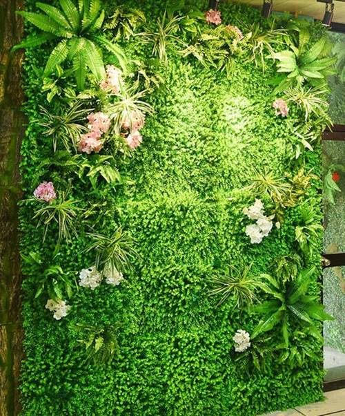 广州水果店装修墙面绿植草坪超市收银台背景墙装饰仿真草皮