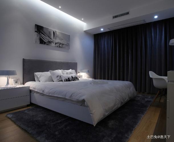 76m现代风简单生活的白色主义卧室现代简约卧室设计图片赏析