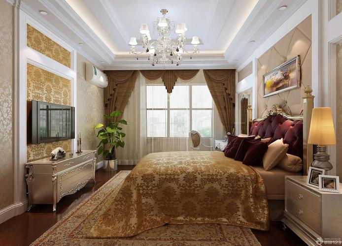 欧式风格卧室棕色窗帘设计图装信通网效果图