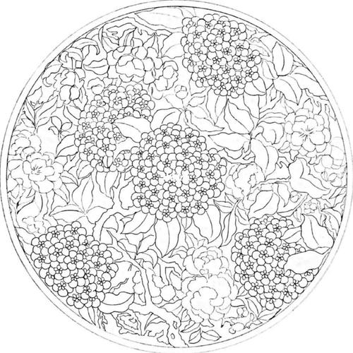 中国传统纹样绣球花卉
