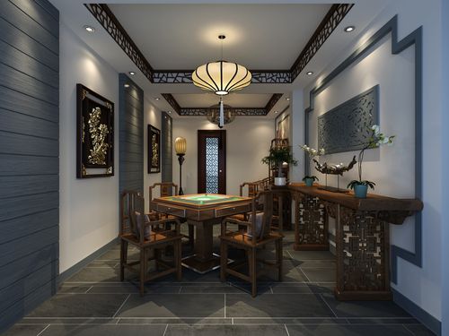 中式优雅茶室装修娱乐室效果图45