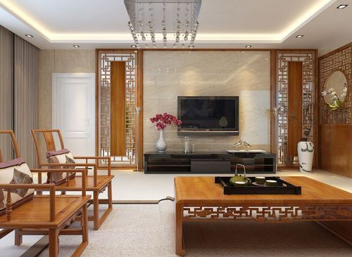 中式家居家装客厅电视墙图片装信通网效果图