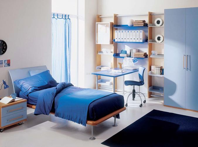 现代男生卧室设计家具布置效果图