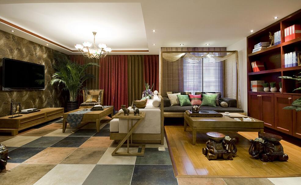 多彩东南亚风格家居客厅茶室设计装修效果图