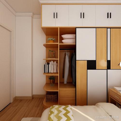 57柔和舒缓的原木风亲近自然的风格卧室衣柜现代简约卧室设计图片