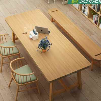 日式实木大长桌客厅家用学习桌工作台定制原木电脑桌客厅长条书桌