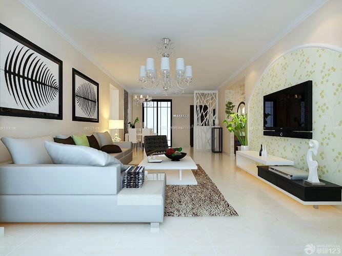 现代欧式140平米房子客厅电视背景墙装修图
