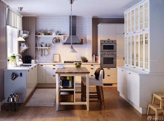 2020现代美式小户型家装开放式厨房橱柜图片设计456装修效果图
