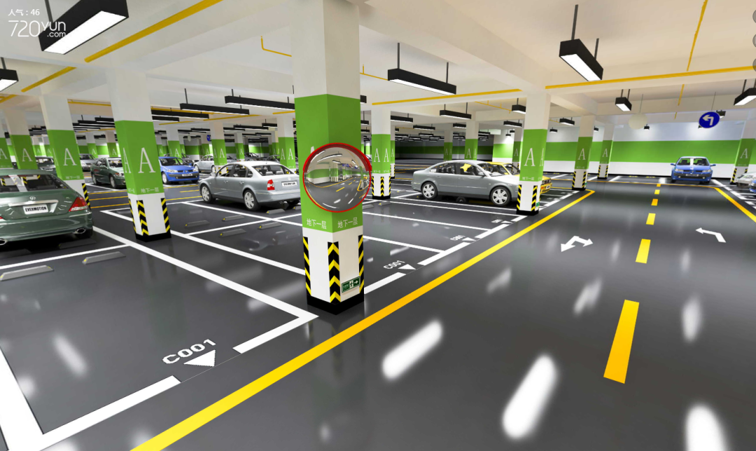 地下停车场规划设计之3d效果图