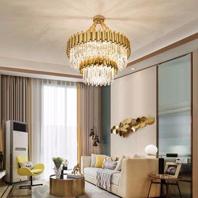 后现代客厅水晶灯吊灯不锈钢轻奢圆形现代简约北欧卧室创意餐厅灯