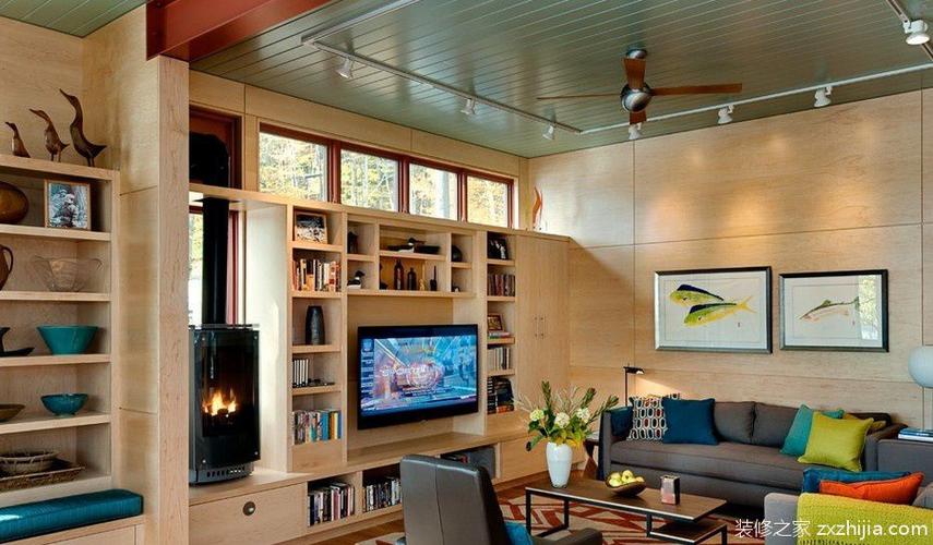 现代三居客厅电视背景墙装修效果图