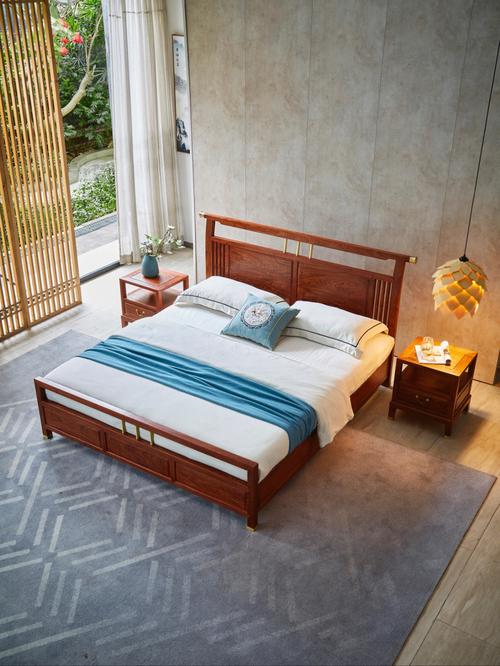 新中式床红木家具刺猬紫檀