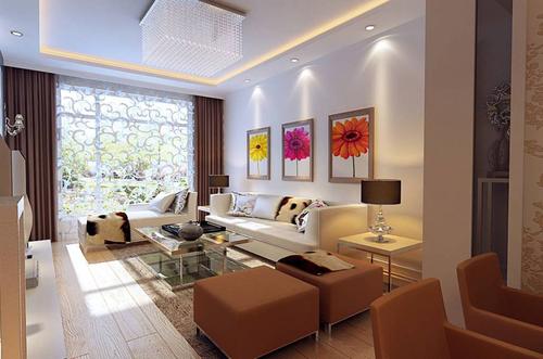 80平米现代风格客厅沙发背景墙装修效果图现代风格多人沙发图片