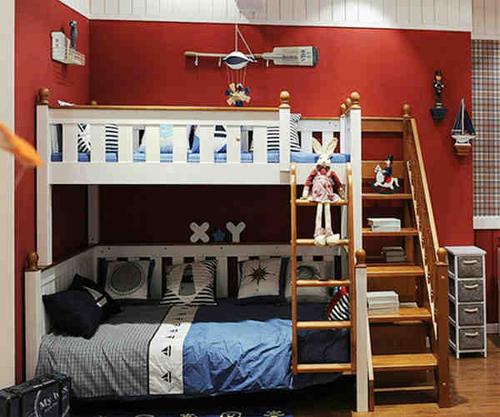 卧室双层榻榻米床装修效果图小户型和室儿童房双人床双层床布置设计图