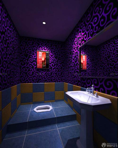唯美酒吧卫生间紫色墙面装修效果图片