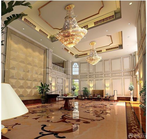 欧式风格别墅客厅瓷砖拼花设计效果图展示装修123效果图