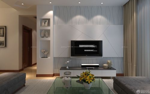 现代简单客厅电视背景墙图装信通网效果图
