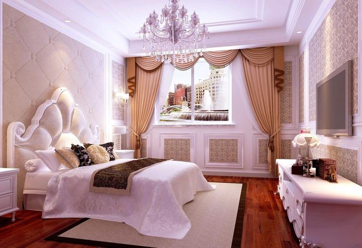 欧式小户型家居别墅卧室设计双人床装修效果图片