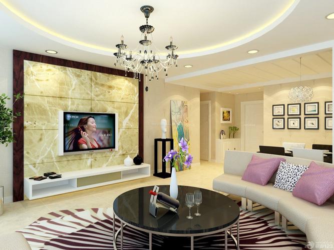 62平米一室一厅小户型简欧电视墙装修效果图