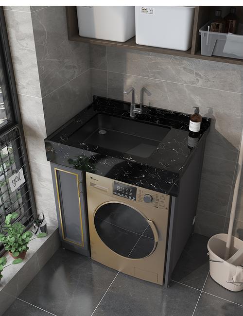 小米mi米家通用放洗衣机用柜子太空铝洗衣柜大理石台盆柜整体柜组合小