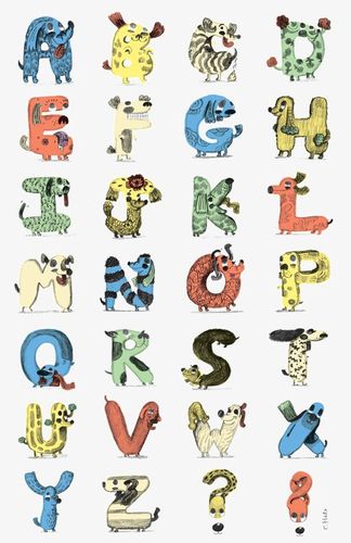 手账英文字母26个手绘卡通可爱动物艺术字