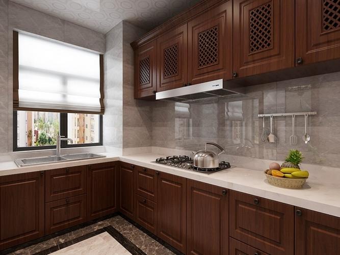 褐色新中式厨房橱柜装饰案例