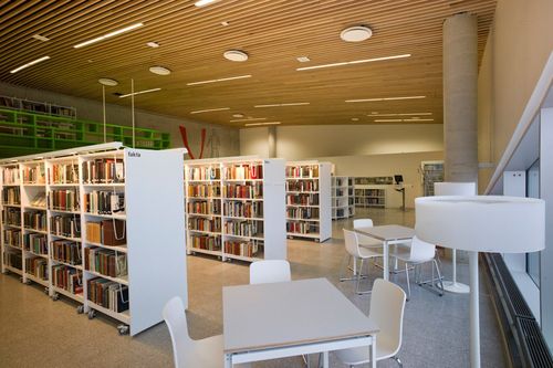 现代图书馆室内天花吊顶装修设计案例
