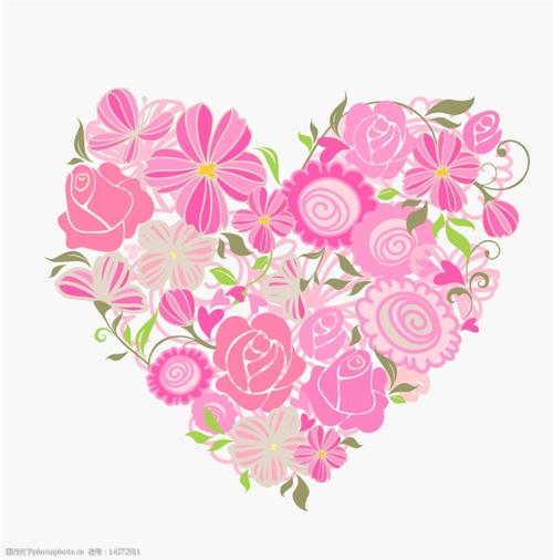 粉色花卉爱心矢量素材图片
