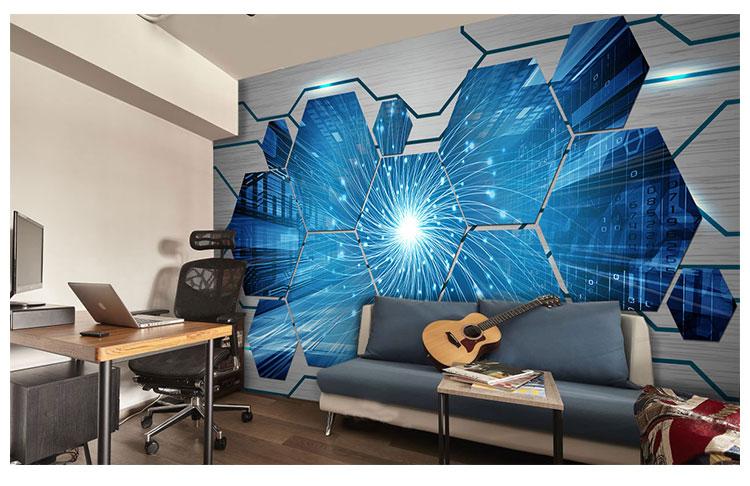 立体3d科技感墙纸办公室电路板it公司前台装饰教室背景护墙板墙纸特殊