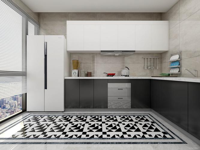 精美70平现代二居厨房装修效果图餐厅瓷砖现代简约厨房设计图片赏析