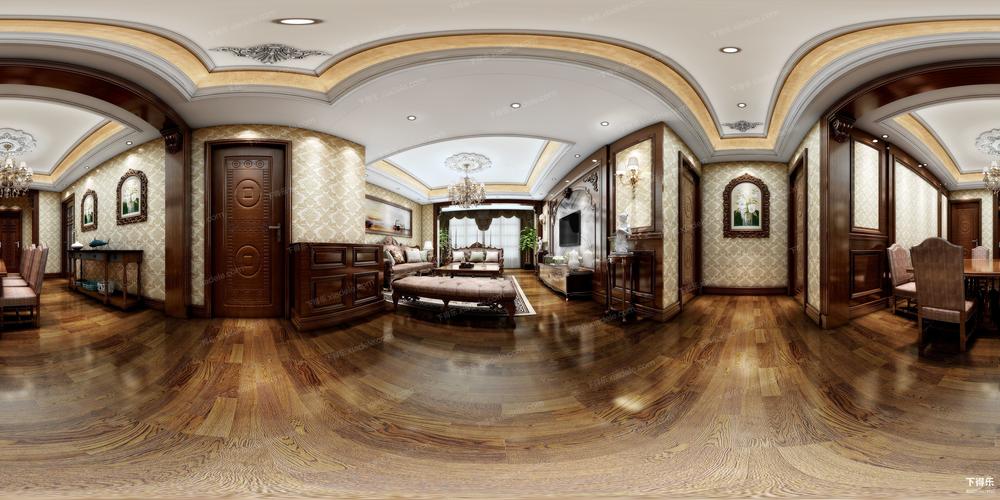 美式古典客厅全景图id300797013d模型