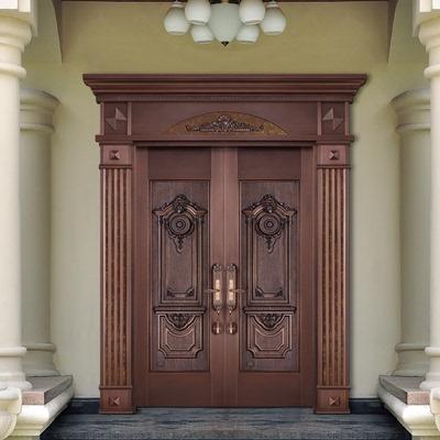 铜门别墅大门双开门铸铜花板凸显立体铜门进户门纯铜高档中式现代