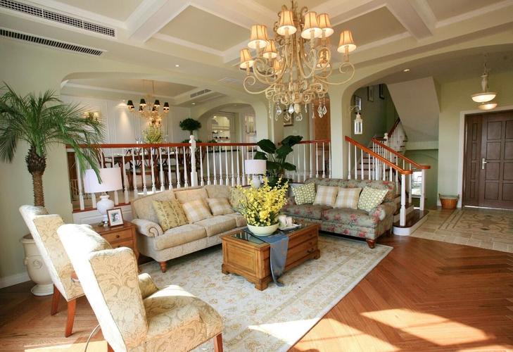 美式田园别墅客厅组合沙发装修图片装信通网效果图