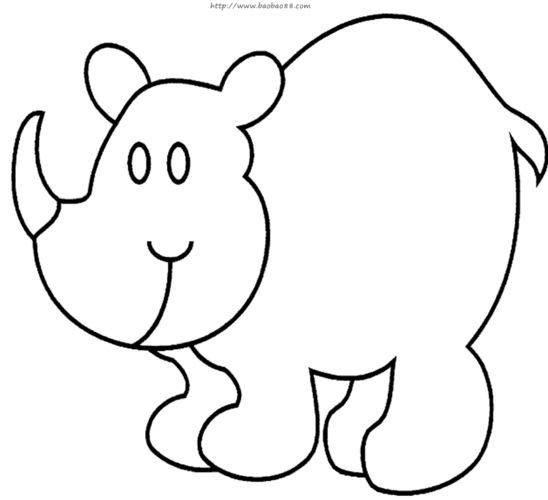 犀牛简笔画16p动物简笔画涂色图片