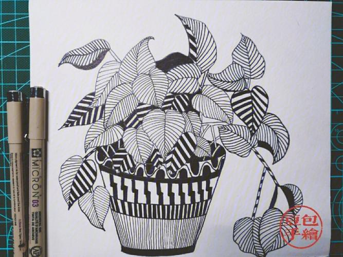 植物黑白装饰画