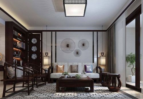 中式客厅沙发背景墙设计效果图