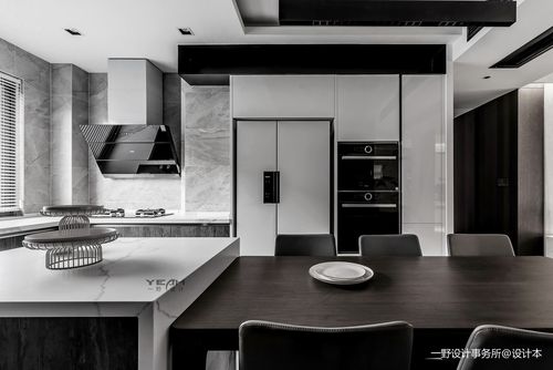 140m现代黑白灰厨房实景图餐厅现代简约厨房设计图片赏析